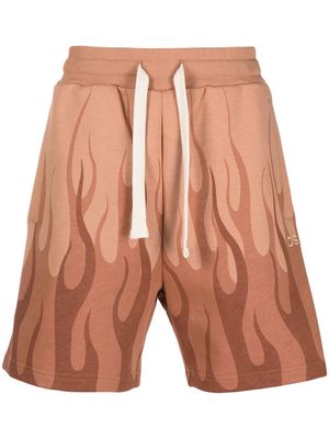 Vision Of Super flame-print cotton shorts - Brown