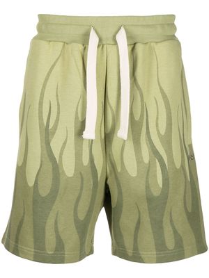 Vision Of Super flame-print cotton shorts - Green