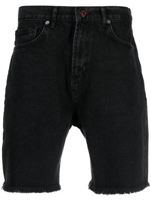 Vision Of Super flame-print denim shorts - Black