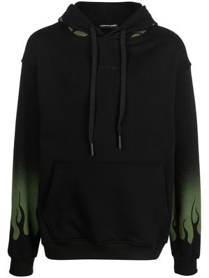 Vision Of Super flame-print drawstring hoodie - Black