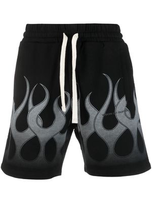 Vision Of Super flame-print drawstring short shorts - Black