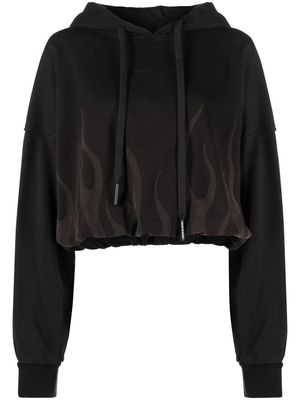 Vision Of Super flame-print hoodie - Black