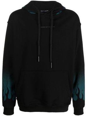Vision Of Super flame-print logo hoodie - Black