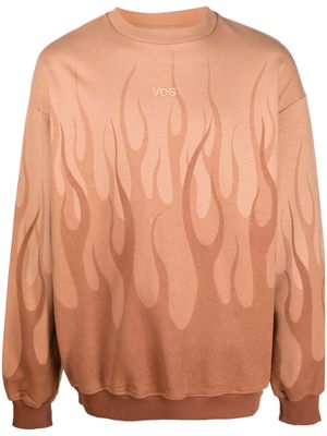 Vision Of Super flame-printed sweatshirt - Brown