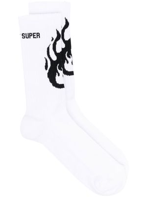 Vision Of Super Flame ribbed-detail ankle socks - White