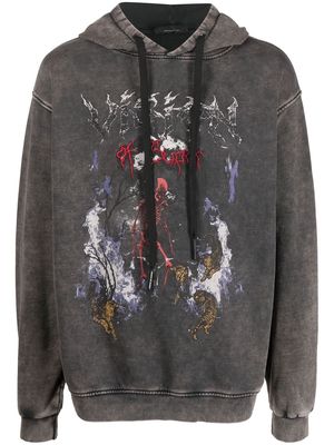 Vision Of Super graphic print cotton hoodie - Grey