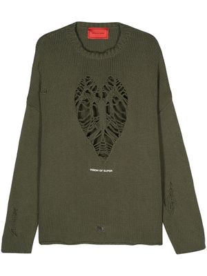 Vision Of Super heart-cut-out distressed jumper - Green