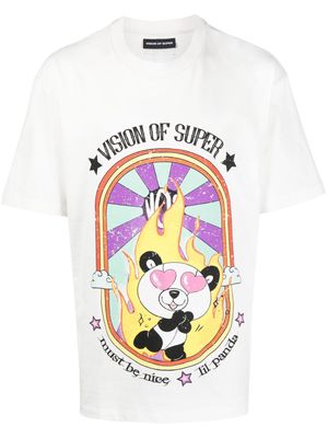 Vision Of Super In Love Panda cartoon-print T-Shirt - White