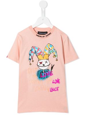 Vision Of Super Kids Baby Drawing Clown-print T-shirt - Pink