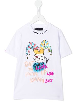 Vision Of Super Kids Baby Drawing Clown-print T-shirt - White