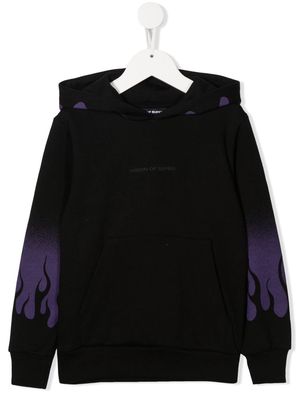Vision Of Super Kids flame-print cotton hoodie - Black