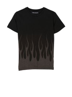 Vision Of Super Kids flame-print cotton T-shirt - Black