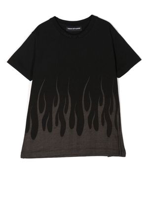 Vision Of Super Kids flame-print logo T-shirt - Black