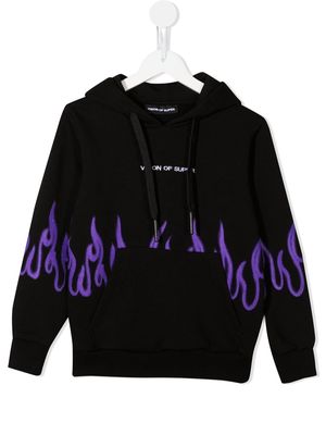 Vision Of Super Kids Spray Flames-print hoodie - Black