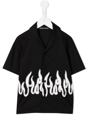 Vision Of Super Kids Spray Flames-print shirt - Black