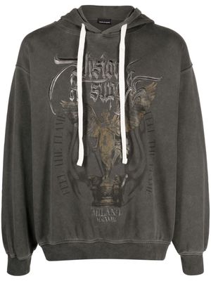 Vision Of Super logo-embroidered cotton hoodie - Grey