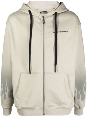 Vision Of Super logo-print zipped hoodie - Neutrals