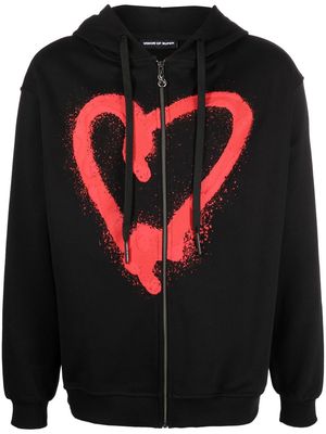 VISION OF SUPER love-print zip-up hoodie - Black
