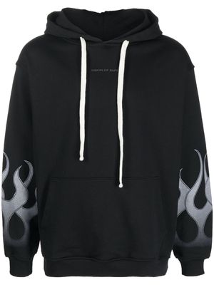 Vision Of Super Negative White Flames hoodie - Black