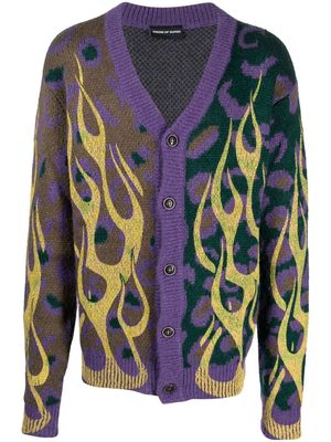Vision Of Super patterned intarsia-knit V-neck cardigan - Purple