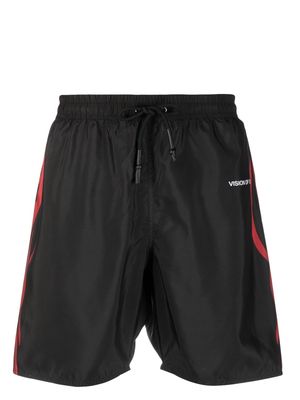 Vision Of Super side-print drawstring swim shorts - Black