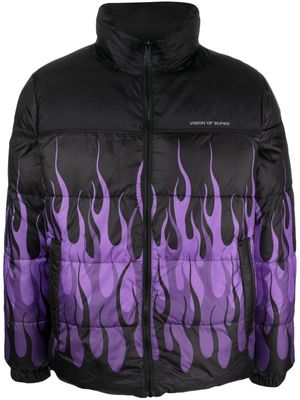 Vision Of Super Triple Flame puffer jacket - Black