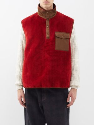 Visvim - Barlow Flap-pocket Wool-fleece Gilet - Mens - Red
