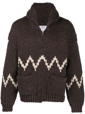visvim chunky knit wool cardigan - Brown