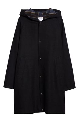 VISVIM Connor Wool & Linen Hooded Coat in Black