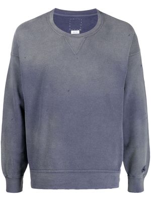 visvim distressed-effect cotton sweatshirt - Blue