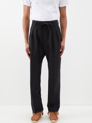 Visvim - Hakama High-rise Pleated Wool-blend Trousers - Mens - Black