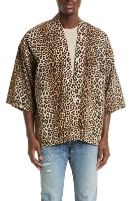 VISVIM Happi Leopard Cotton & Linen Corduroy Jacket in Beige