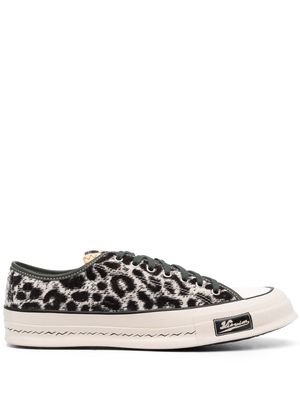 visvim leopard-print low-top calf-leather sneakers - Black