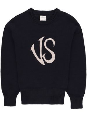 visvim logo-print knitted jumper - Blue