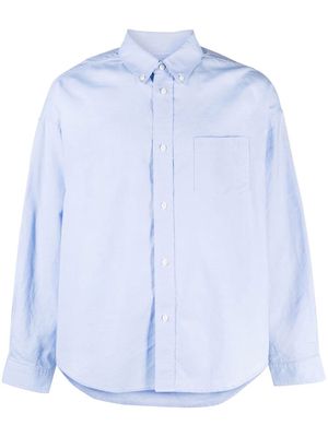 visvim patchwork-detail long-sleeve shirt - Blue