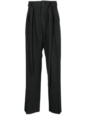 visvim pinstripe wool tailored trousers - Black