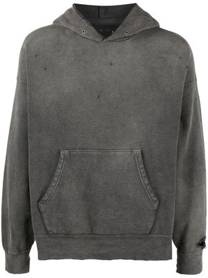 visvim ripped-detailing cotton hoodie - Black