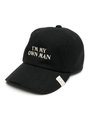 visvim slogan-embroidered felted cap - Black