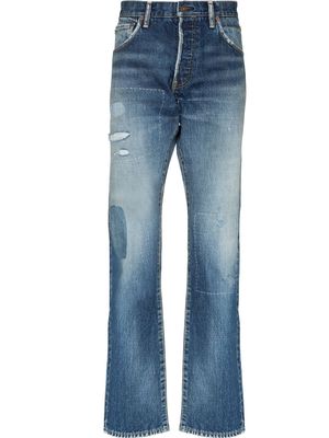 visvim Social Sculpture distressed straight-leg jeans - Blue