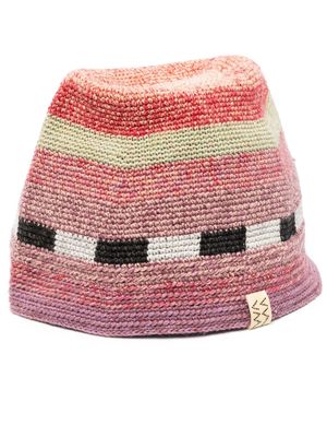 visvim striped crochet-knit bucket hat - Pink