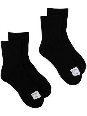 visvim two-pack logo-patch socks - Black