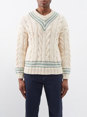 Visvim - V-collegium Cable-knit Wool Sweater - Mens - Beige