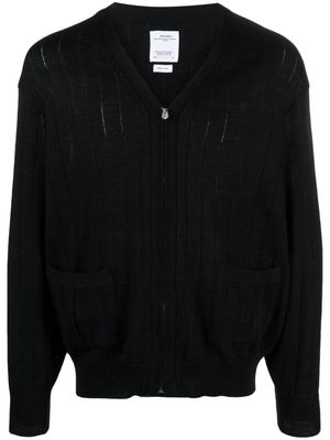 visvim V-neck zip-up wool-blend cardigan - Black
