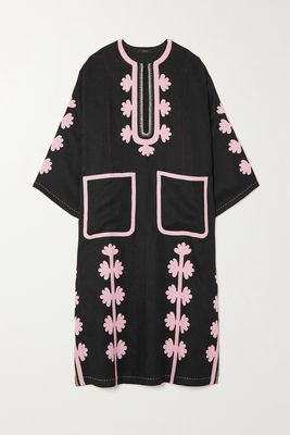 Vita Kin - Amina Embroidered Linen Midi Dress - Black