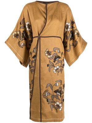 Vita Kin floral-print wrap kimono - Brown