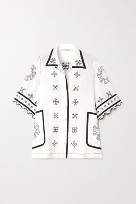 Vita Kin - Greta Broderie Anglaise-trimmed Embroidered Linen Blouse - White