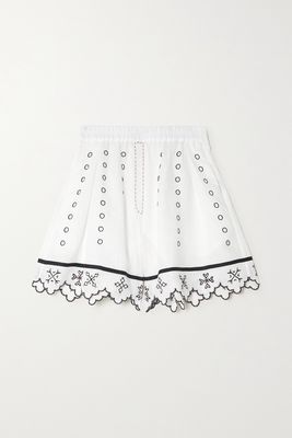 Vita Kin - Greta Embroidered Broderie Anglaise Linen Shorts - White