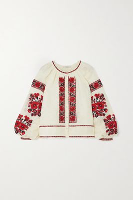 Vita Kin - Kristinka Embroidered Linen Blouse - Cream