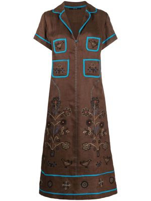 Vita Kin Misha embroidered midi dress - Brown