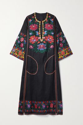 Vita Kin - Tender Summer Embroidered Linen Midi Dress - Black